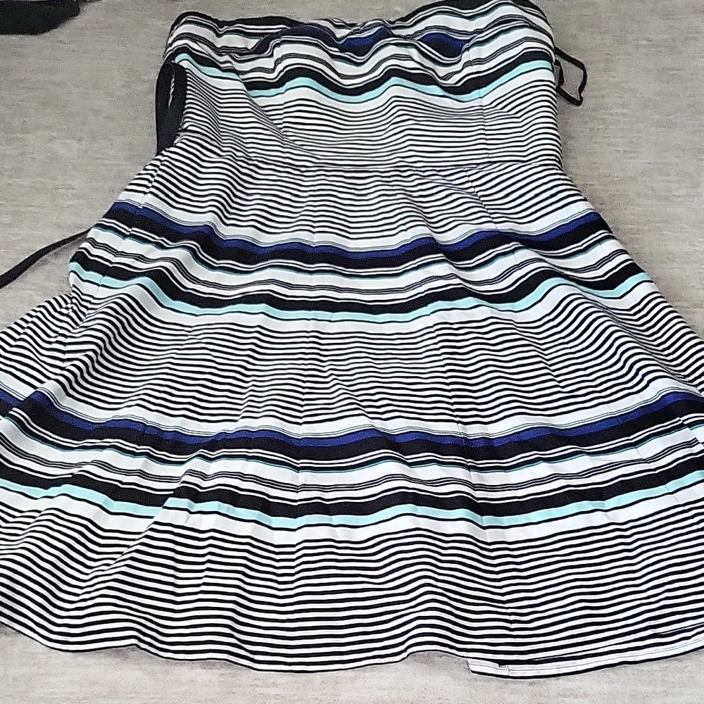 White House Black Market Strapless Dress with Stripes
